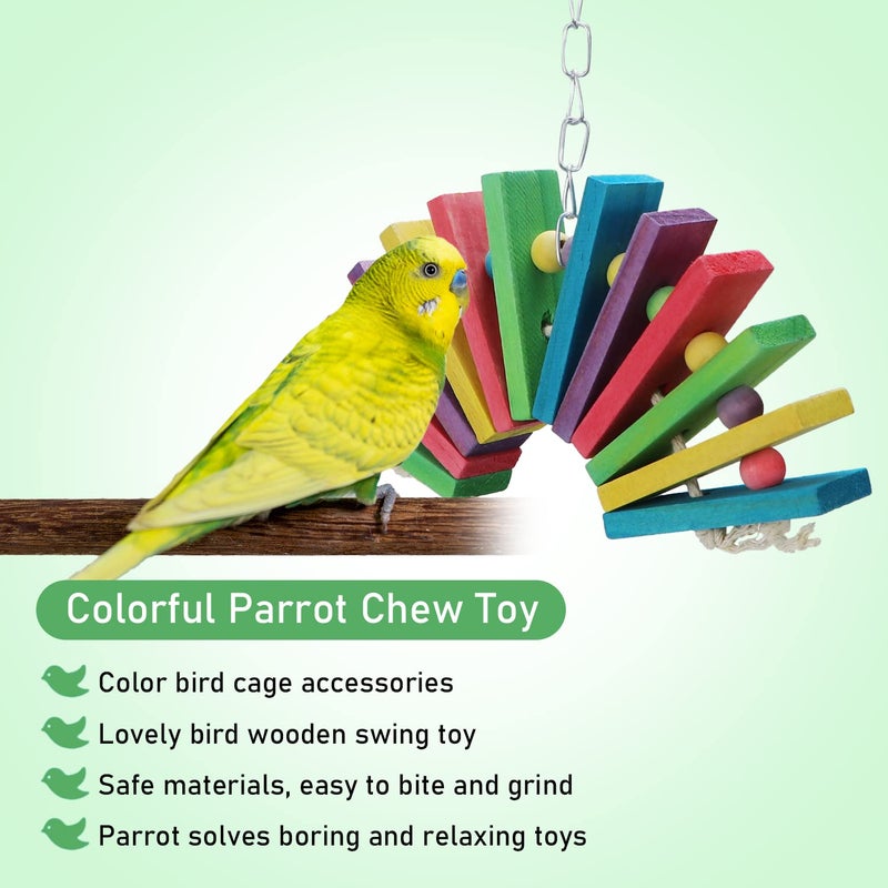 Litewoo Bird Parrot Parakeet Toys, Colorful Bite Wood Swing Toy for Small Medium Parakeet Cockatiel Budgie Cockatoo Macaw Conure Parrotï¼ˆAï¼‰ - Image 3